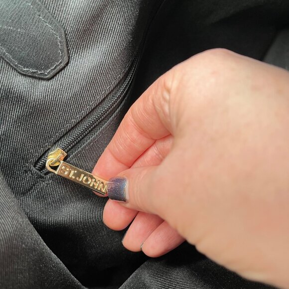 St. John Colorblock Blue Black Nylon Tote Bag - Picture 7 of 10